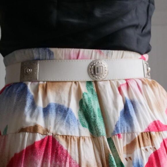 90s white leather western belt - Picture 3 of 8